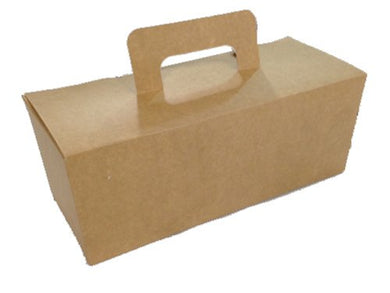 White or brown lunch box with handle