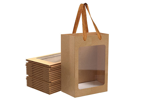 Bag paper kraft with handle and window