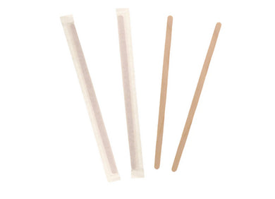 Paper wrapped wooden stirrer