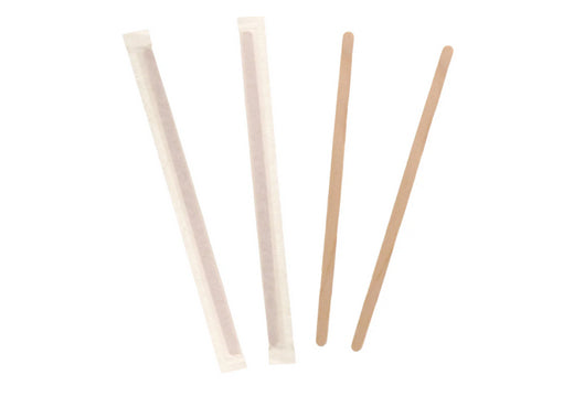 Paper wrapped wooden stirrer