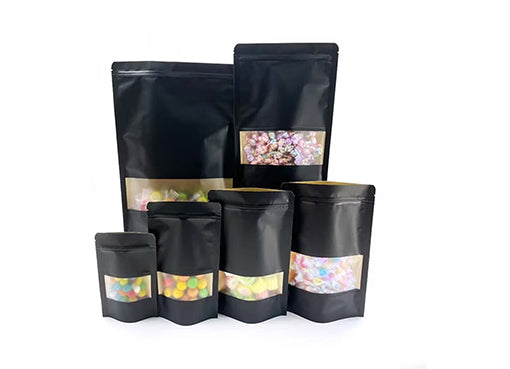 Black zip bag with transparent window