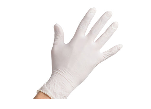 Latex glove white lightly powdered