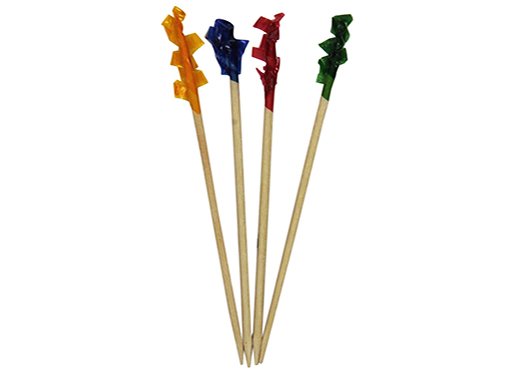 Cocktail toothpick with cellophane decoration