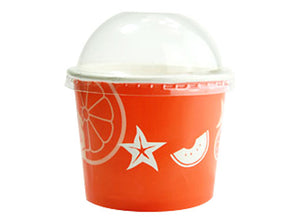 Colored ice cream box with dome plastic lid