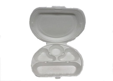 4 compartments foam box with hinged lid