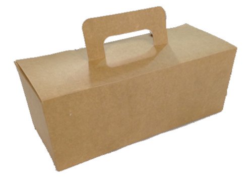White or kraft lunch box with handle