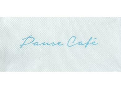 Pause cafe teal napkin