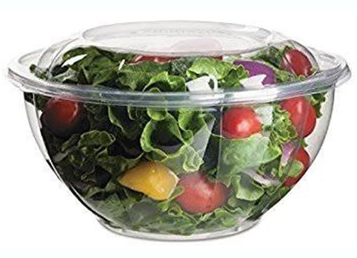 Salad bowls with hinged lids