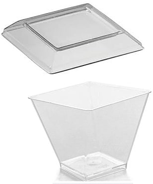 Verrine por square clear with cover